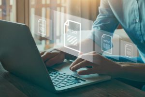 digital invoice concept, e-invoice statement for online payment